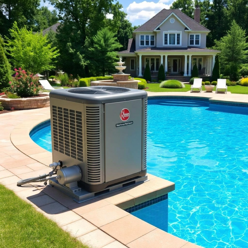 Backyard inground pool with a professionally installed pool heater by County Cooling and Heating in Windsor–Essex, Ontario